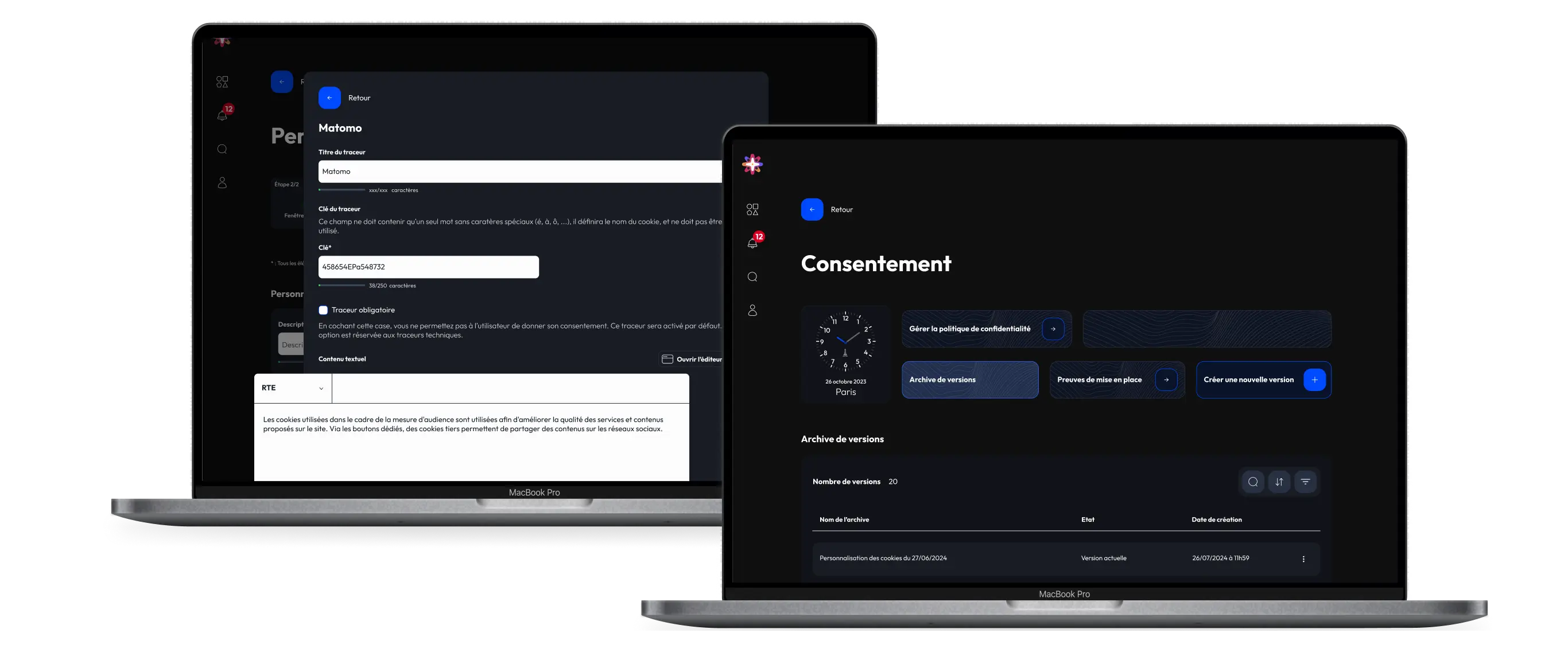 Deux ordinateurs portable affichant la gestion de ressources numériques