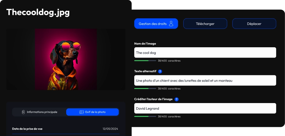 Administration de la Lib affichant le formulaire d'édition d'une image.