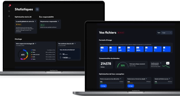 Administration de la Lib affichant sa consommation énergétique et des statistiques.