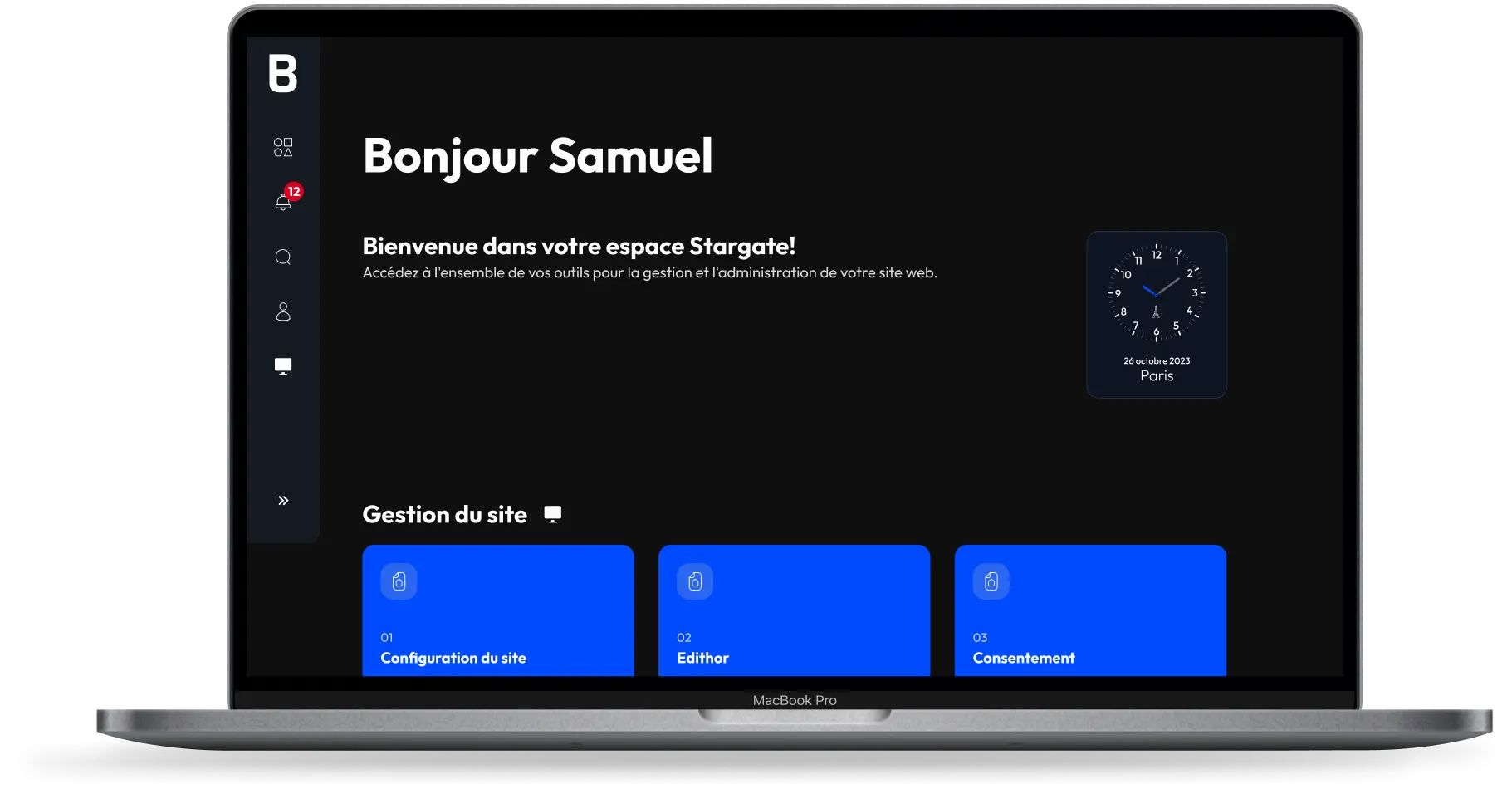 Panel de gestion du site